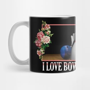 I Love Bowling Floral Mug